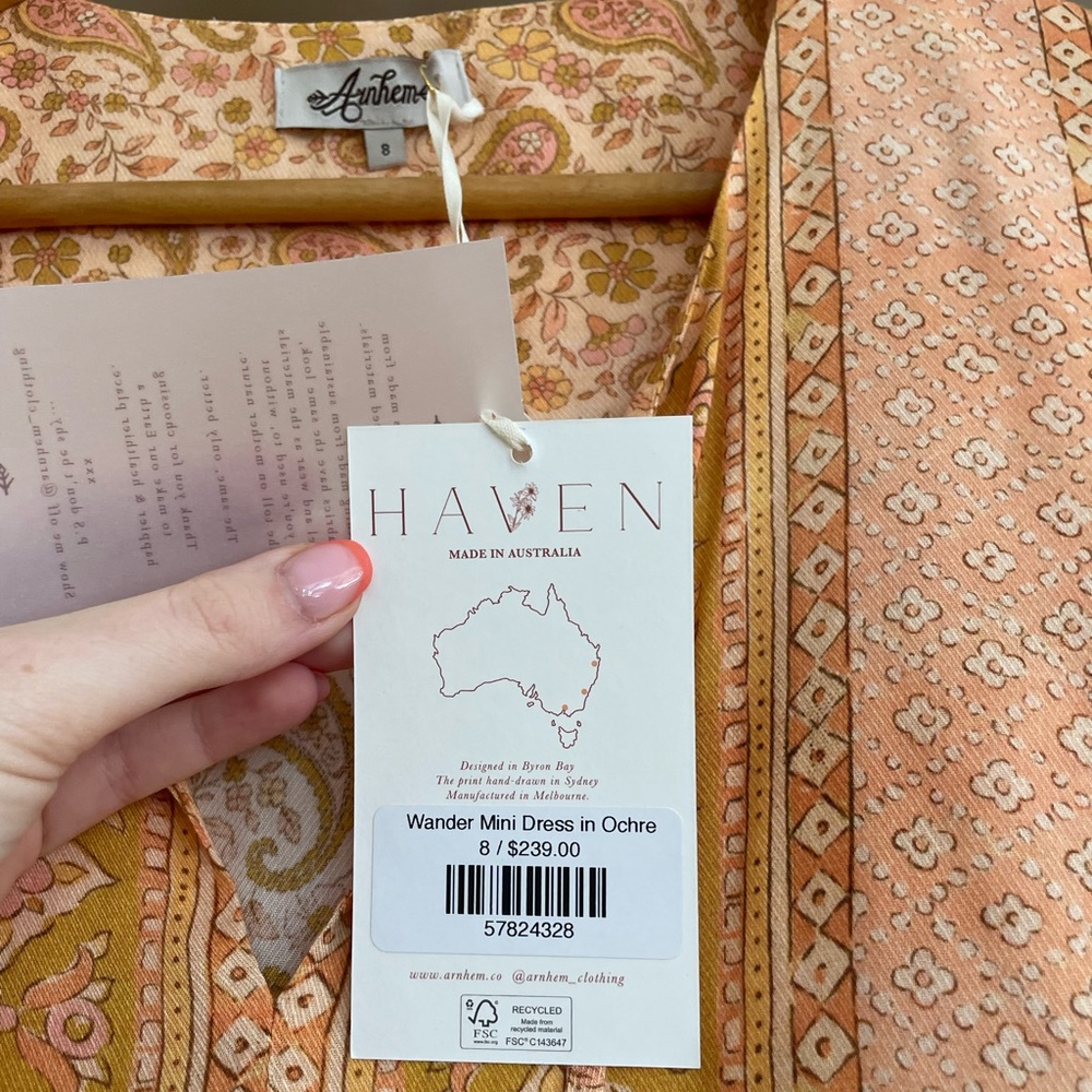 Arnhem Wander Mini Dress Ochre, size 8 BNWT - Picture 5 of 5